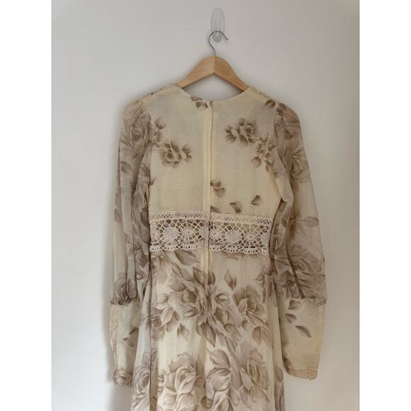 Gunne Sax Vintage 1970's Cottagecore Floral Crochet Boho Maxi Dress XS - Picture 9 of 14